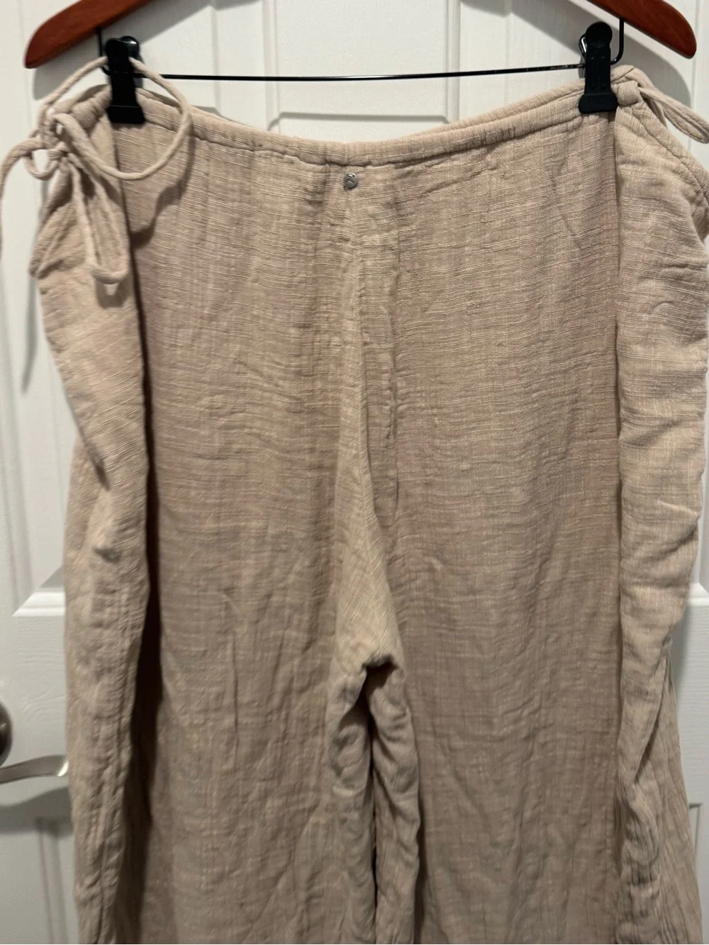 Rusty Beige Gauze Linen Wide-Leg Pants Size XL - Picture 8 of 16
